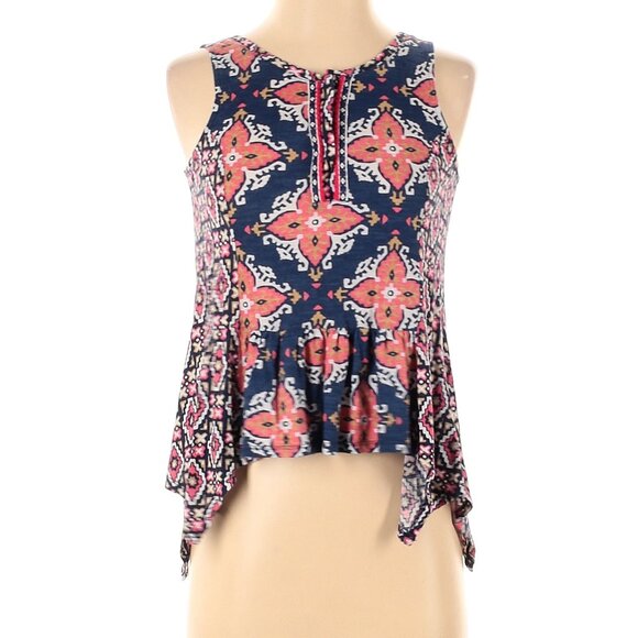 Anthropologie Tops - Anthropologie Akemi + Kin V-Neck Handkerchief Hem Sleeveless Top Navy + Pink XS